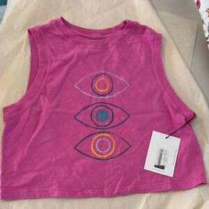 Spiritual Gangster Magenta Crop Top with Eye Design